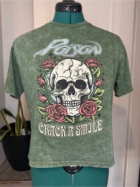 POISON Official Skull Crop Top Tie-Dye Band T-Shirt medium